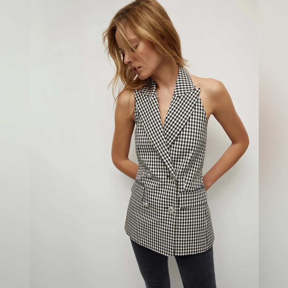 Veronica Beard Enfield Gingham Halterneck Vest NWOT